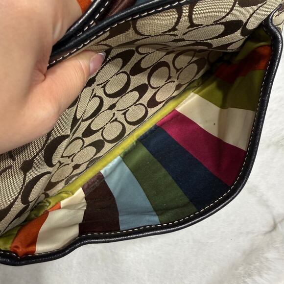 y2k COACH Vintage Black Brown Khaki Signature Legacy Flip Turnlock - Picture 5 of 11